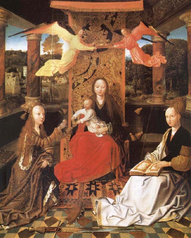 unknow artist The Madonna and the Nino enthroned, with the holy Catalina and Barbara oil painting image
